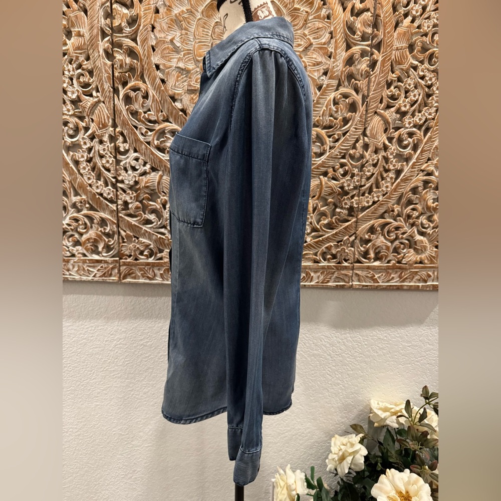 Guess Snap Buttons, 100% Tencel, Long Sleeve, Blue Denim-like Shirt- size S - Picture 7 of 16